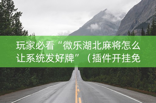 玩家必看“微乐湖北麻将怎么让系统发好牌”（插件开挂免费AI)