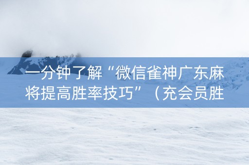 一分钟了解“微信雀神广东麻将提高胜率技巧”（充会员胜率高)
