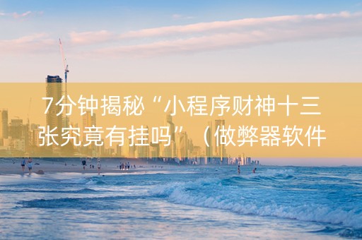 7分钟揭秘“小程序财神十三张究竟有挂吗”（做弊器软件下载)