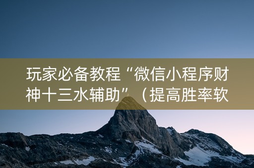 玩家必备教程“微信小程序财神十三水辅助”（提高胜率软件)
