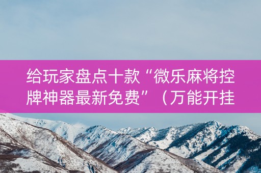 给玩家盘点十款“微乐麻将控牌神器最新免费”（万能开挂神器)