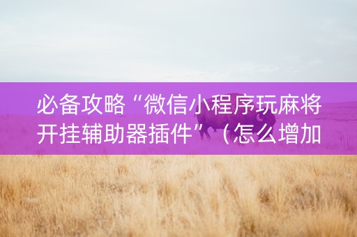 必备攻略“微信小程序玩麻将开挂辅助器插件”（怎么增加胜率)