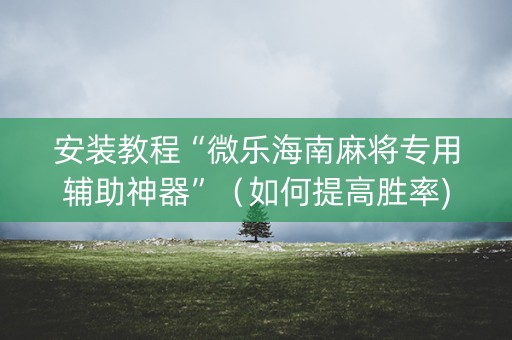 安装教程“微乐海南麻将专用辅助神器”（如何提高胜率)