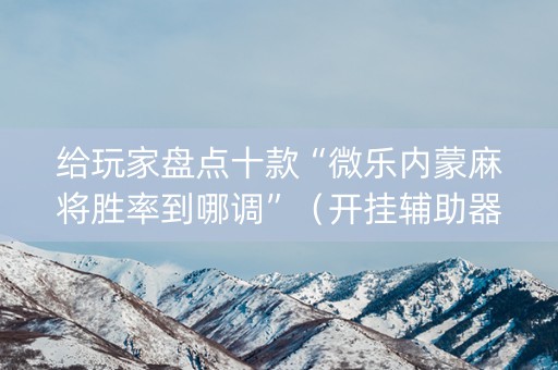 给玩家盘点十款“微乐内蒙麻将胜率到哪调”（开挂辅助器脚本)