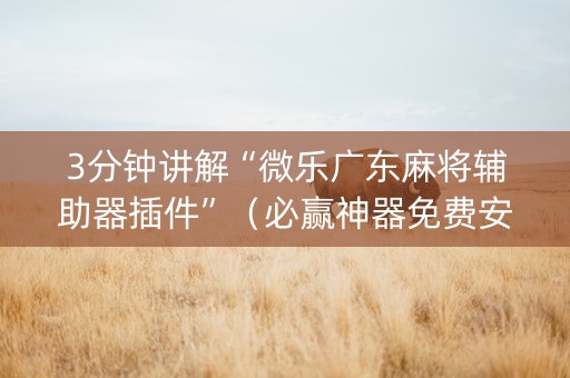 3分钟讲解“微乐广东麻将辅助器插件”（必赢神器免费安装)