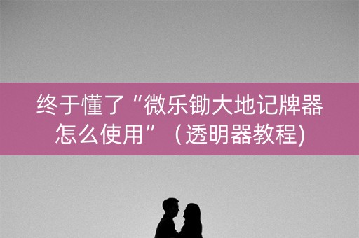 终于懂了“微乐锄大地记牌器怎么使用”（透明器教程)