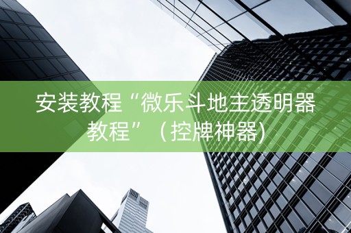 安装教程“微乐斗地主透明器教程”（控牌神器)