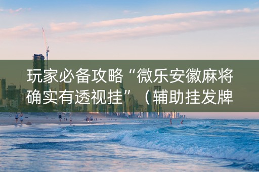 玩家必备攻略“微乐安徽麻将确实有透视挂”（辅助挂发牌规律)