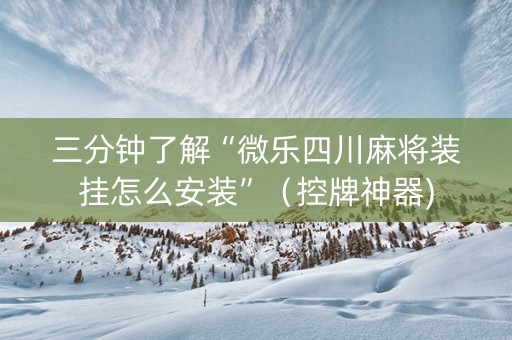 三分钟了解“微乐四川麻将装挂怎么安装”（控牌神器)