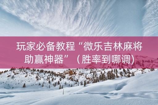 玩家必备教程“微乐吉林麻将助赢神器”（胜率到哪调)
