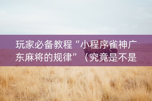 玩家必备教程“小程序雀神广东麻将的规律”（究竟是不是有挂)
