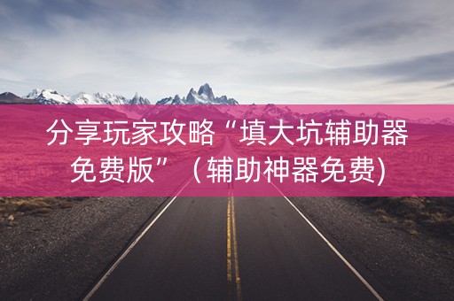 分享玩家攻略“填大坑辅助器免费版”（辅助神器免费)