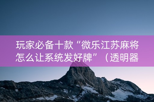玩家必备十款“微乐江苏麻将怎么让系统发好牌”（透明器教程)
