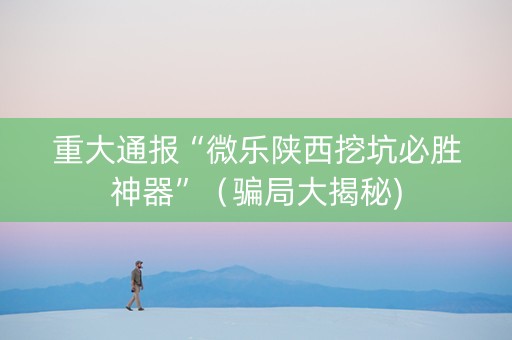 重大通报“微乐陕西挖坑必胜神器”（骗局大揭秘)