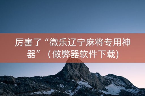 厉害了“微乐辽宁麻将专用神器”（做弊器软件下载)