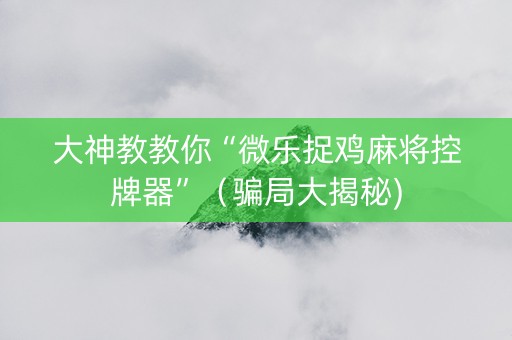 大神教教你“微乐捉鸡麻将控牌器”（骗局大揭秘)