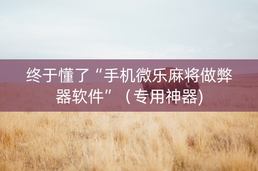 终于懂了“手机微乐麻将做弊器软件”（专用神器)