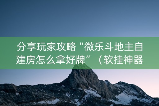 分享玩家攻略“微乐斗地主自建房怎么拿好牌”（软挂神器)