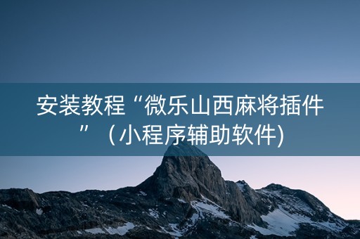 安装教程“微乐山西麻将插件”（小程序辅助软件)