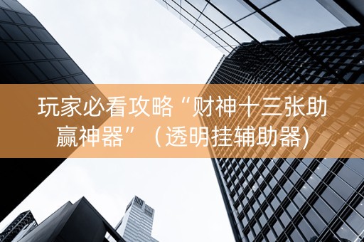 玩家必看攻略“财神十三张助赢神器”（透明挂辅助器)