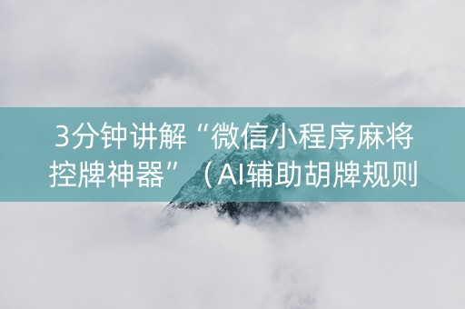 3分钟讲解“微信小程序麻将控牌神器”（AI辅助胡牌规则)