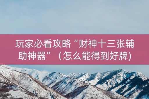 玩家必看攻略“财神十三张辅助神器”（怎么能得到好牌)