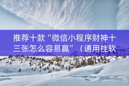 推荐十款“微信小程序财神十三张怎么容易赢”（通用挂软件多少钱)