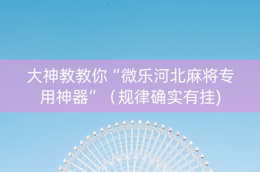 大神教教你“微乐河北麻将专用神器”（规律确实有挂)
