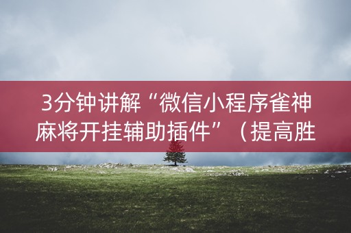 3分钟讲解“微信小程序雀神麻将开挂辅助插件”（提高胜率软件)