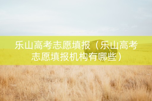 乐山高考志愿填报（乐山高考志愿填报机构有哪些）