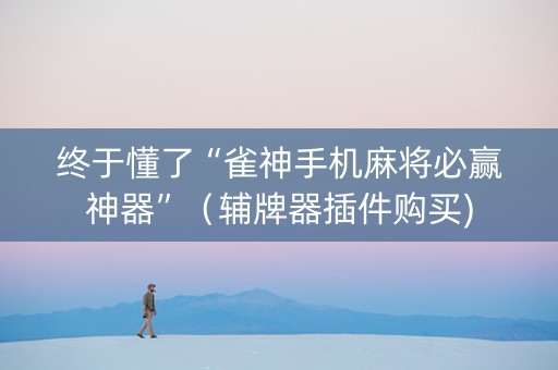 终于懂了“雀神手机麻将必赢神器”（辅牌器插件购买)