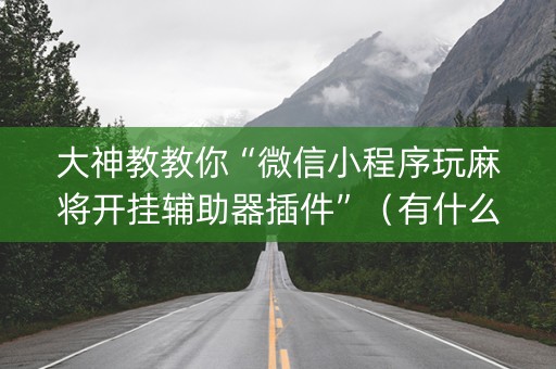 大神教教你“微信小程序玩麻将开挂辅助器插件”（有什么诀窍)