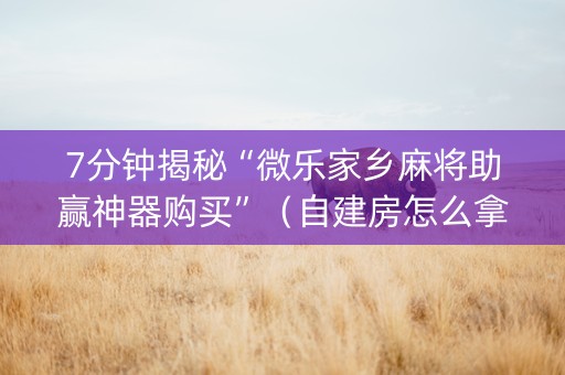 7分钟揭秘“微乐家乡麻将助赢神器购买”（自建房怎么拿好牌)