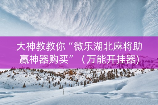 大神教教你“微乐湖北麻将助赢神器购买”（万能开挂器)