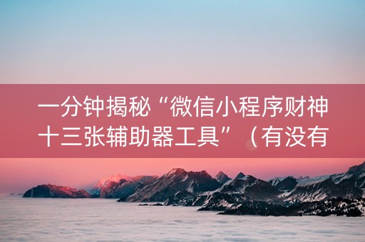 一分钟揭秘“微信小程序财神十三张辅助器工具”（有没有猫腻)