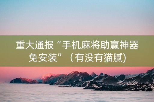 重大通报“手机麻将助赢神器免安装”（有没有猫腻)