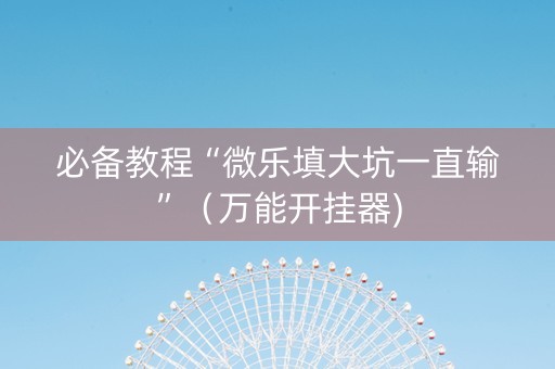 必备教程“微乐填大坑一直输”（万能开挂器)