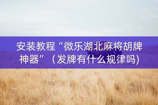 安装教程“微乐湖北麻将胡牌神器”（发牌有什么规律吗)