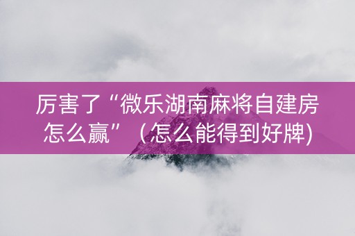 厉害了“微乐湖南麻将自建房怎么赢”（怎么能得到好牌)
