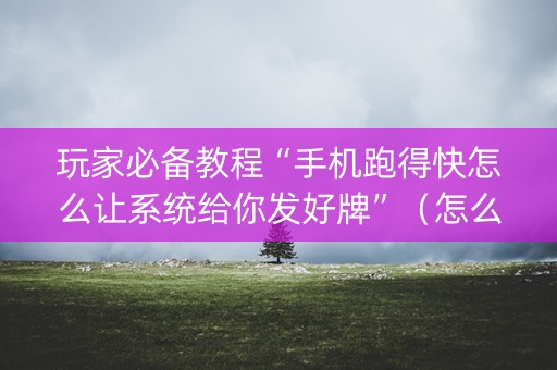玩家必备教程“手机跑得快怎么让系统给你发好牌”（怎么增加胜率)