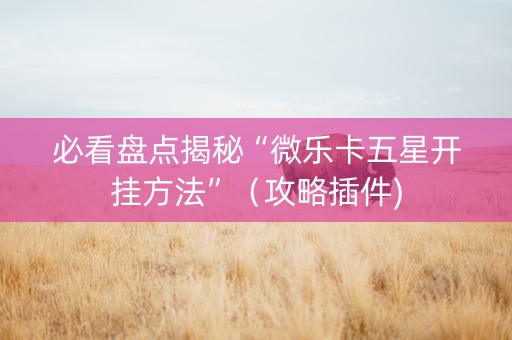 必看盘点揭秘“微乐卡五星开挂方法”（攻略插件)