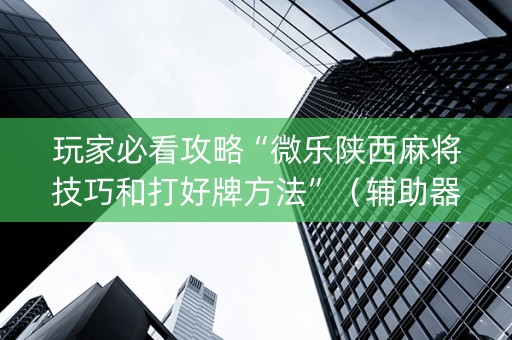 玩家必看攻略“微乐陕西麻将技巧和打好牌方法”（辅助器下载)