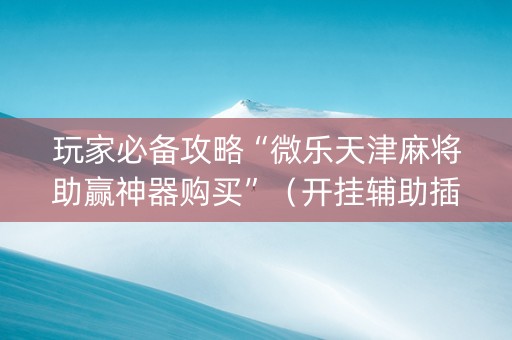 玩家必备攻略“微乐天津麻将助赢神器购买”（开挂辅助插件)