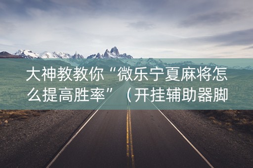 大神教教你“微乐宁夏麻将怎么提高胜率”（开挂辅助器脚本)