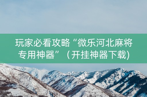 玩家必看攻略“微乐河北麻将专用神器”（开挂神器下载)