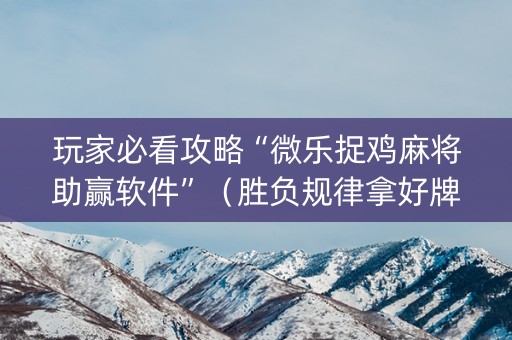 玩家必看攻略“微乐捉鸡麻将助赢软件”（胜负规律拿好牌)