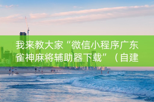 我来教大家“微信小程序广东雀神麻将辅助器下载”（自建房胜负规律)