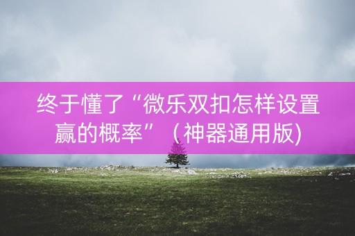 终于懂了“微乐双扣怎样设置赢的概率”（神器通用版)