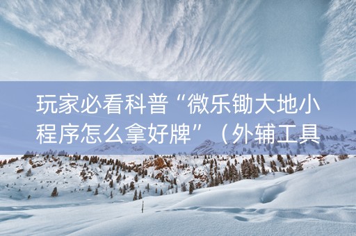 玩家必看科普“微乐锄大地小程序怎么拿好牌”（外辅工具)