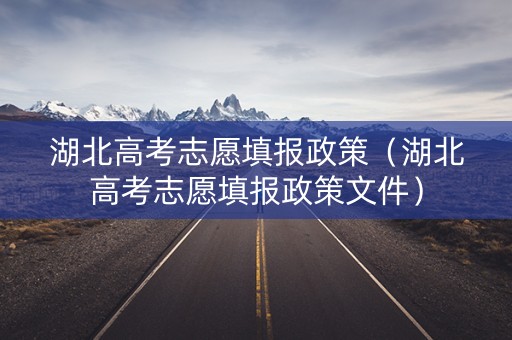 湖北高考志愿填报政策（湖北高考志愿填报政策文件）